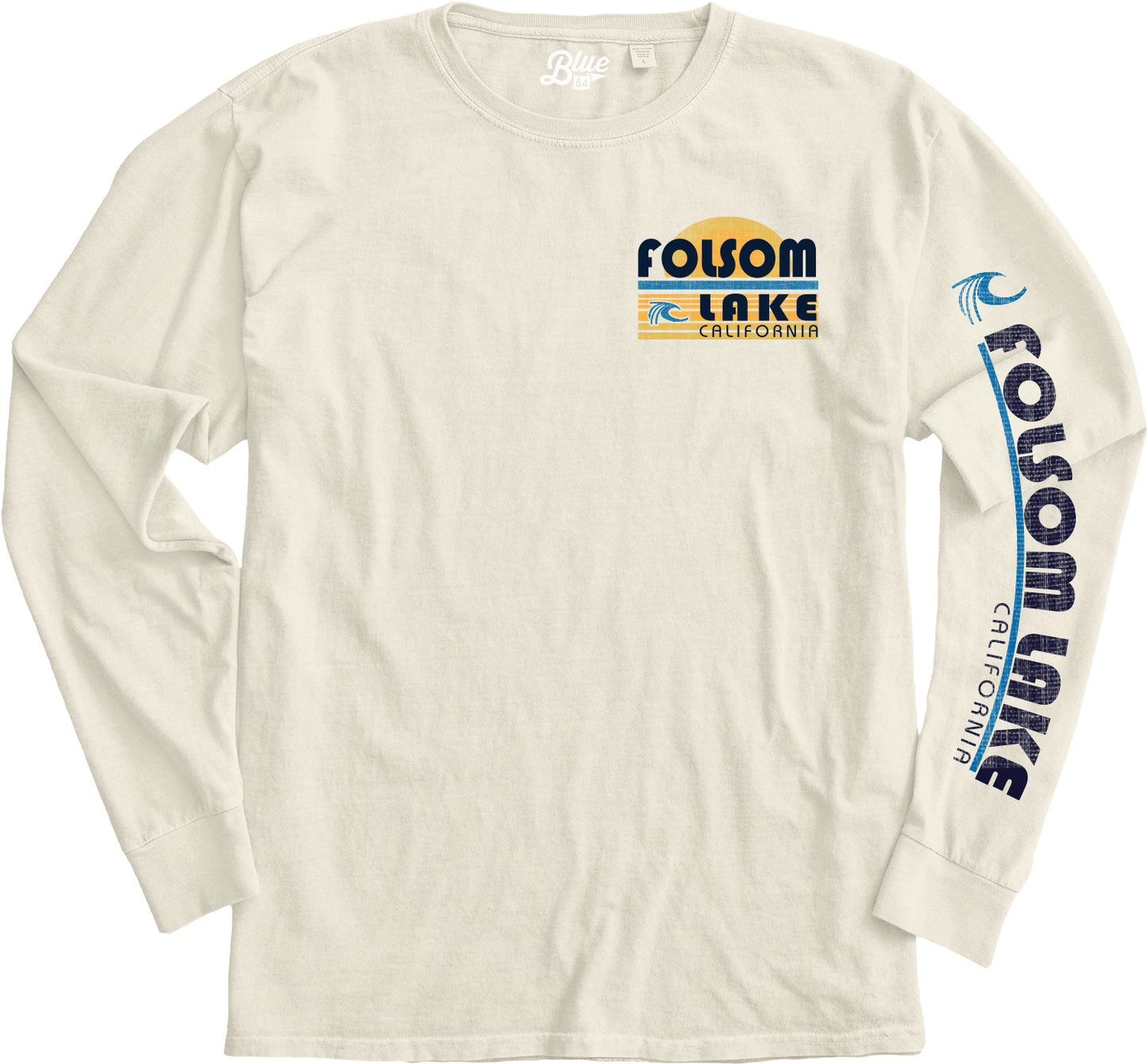Retro Lake Wave Ringspun Long Sleeve T-Shirt - Ivory