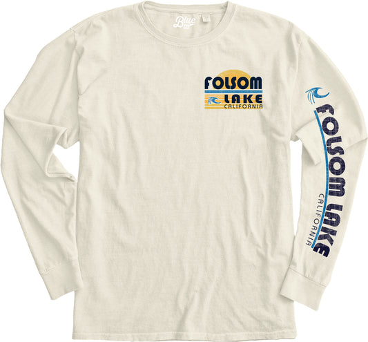 Retro Lake Wave Ringspun Long Sleeve T-Shirt - Ivory