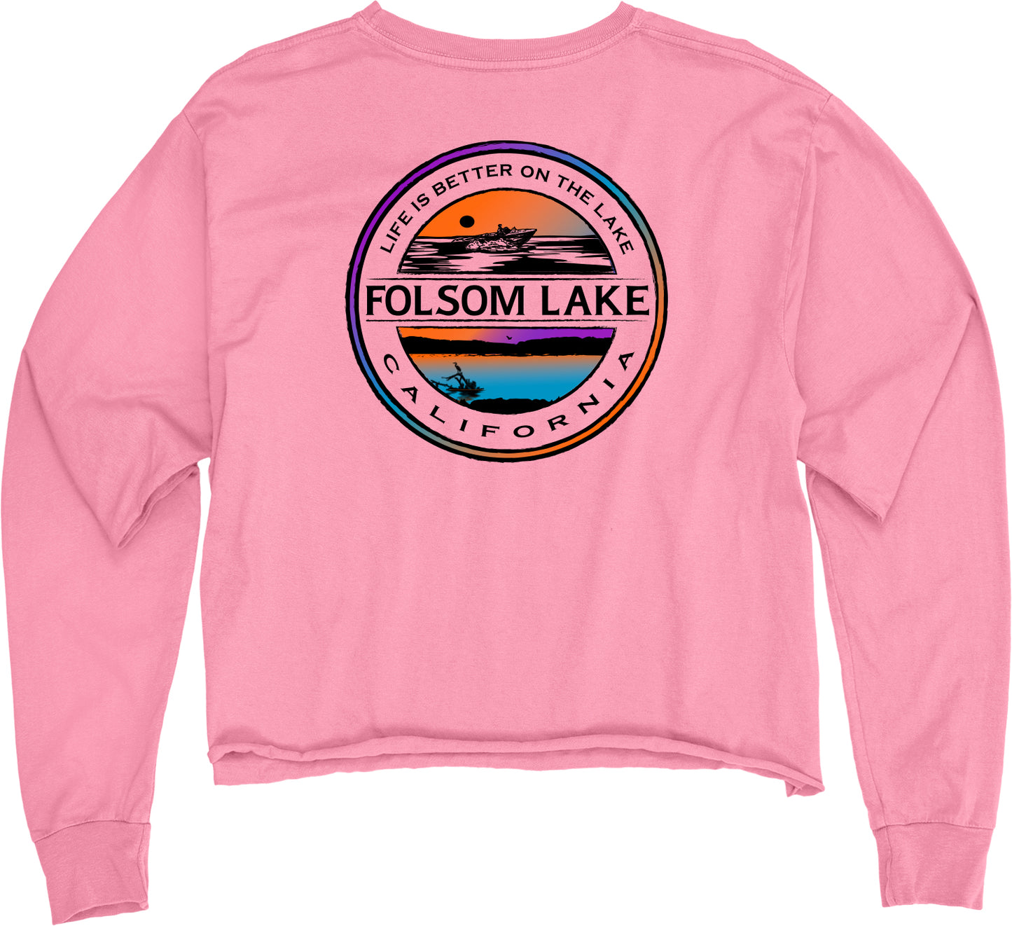 Ladies Cropped Ringspun Longsleeve Tee - Hot Pink